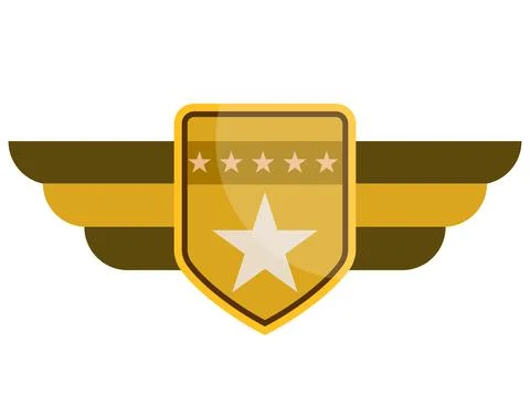 Emblem star with wings Stock Illustration