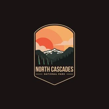 Emblem sticker patch logo illustration of North Cascades National park Stock Illustration