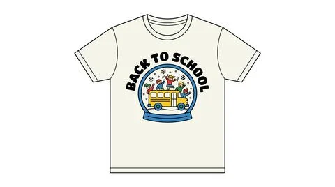 Emblem style back to school t shirt design with school bus education learning Stock Illustration