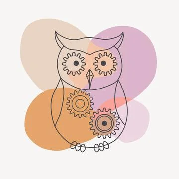 An emblem of a stylized owl, symbolizing wisdom, knowledge, and unlocking Stock Illustration