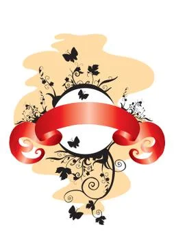 Emblem with a tape Stock Illustration