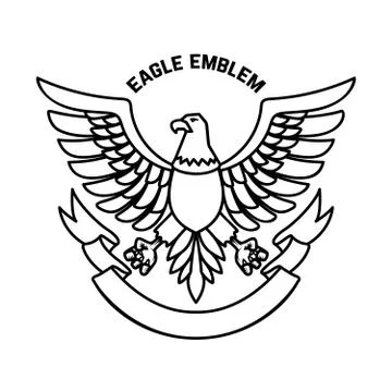 Emblem template with eagle in engraving style. Design elements for logo, labe Stock Illustration
