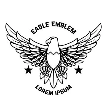 Emblem template with eagle in engraving style. Design elements for logo, labe Stock Illustration