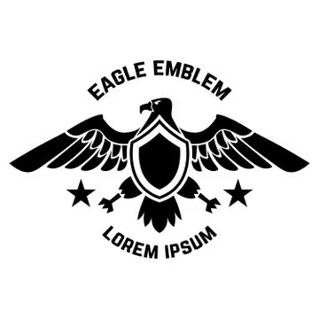 Emblem template with eagle in engraving style. Design elements for logo, labe Stock Illustration