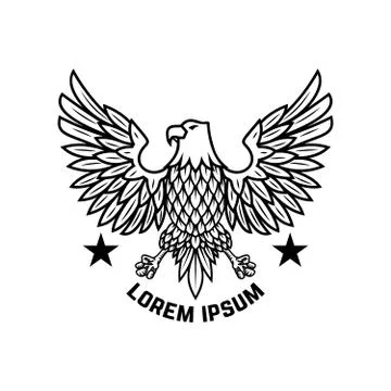 Emblem template with eagle in engraving style. Design elements for logo, labe Stock Illustration