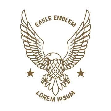 Emblem template with eagle in golden style. Design elements for logo, label, Illustrazione stock