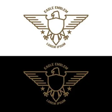 Emblem template with eagle in golden style. Design elements for logo, label, Illustrazione stock