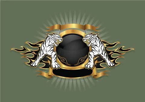 Emblem of the tiger coat of arm. Stock Illustration