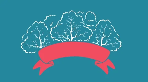 Emblem Trees and Ribbon Stock Footage 68849603