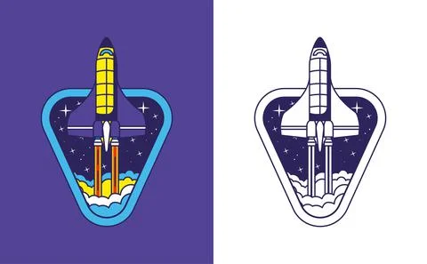 Emblem of a two spaceship イラスト素材
