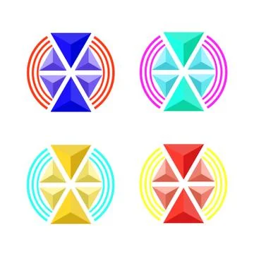 Emblem volume triangles of different sizes 库存插图