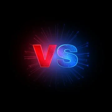 Emblem vs. Versus red and blue letters with lightning on black background Stock Illustration