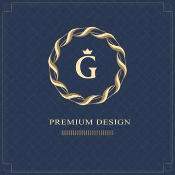 Emblem of the weaving circle. Monogram design elements, graceful template. G Stock-Illustration
