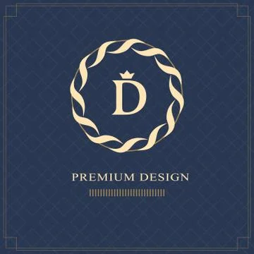 Emblem of the weaving circle. Monogram design elements, graceful template. D Stock Illustration