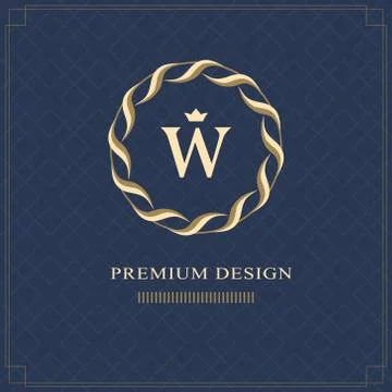 Emblem of the weaving circle. Monogram design elements, graceful template. W Stock Illustration
