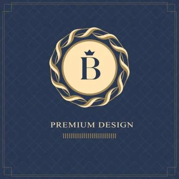 Emblem of the weaving circle. Monogram design elements, graceful template. B Stock Illustration