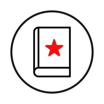 Emblematic literary guide within circular border featuring a notable red st.. Stock Illustration