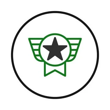 Emblematic winged star within a circular badge design symbol for achievemen.. Stock Illustration