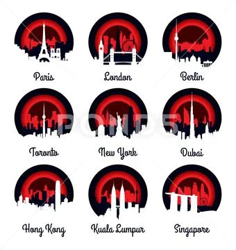 Emblems and badge city skyline vector illustration: Royalty Free #96583058