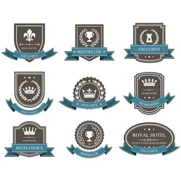 Emblems and badges with crowns and ribbons - award Stock Illustration