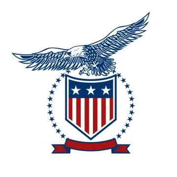 Emblems with eagles and usa flags. Design element for poster, emblem, sign, l Stock Illustration