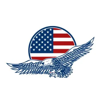 Emblems with eagles and usa flags. Design element for poster, emblem, sign, l Stock Illustration