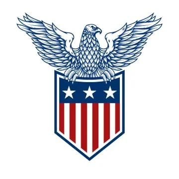 Emblems with eagles and usa flags. Design element for poster, emblem, sign, l Stock Illustration