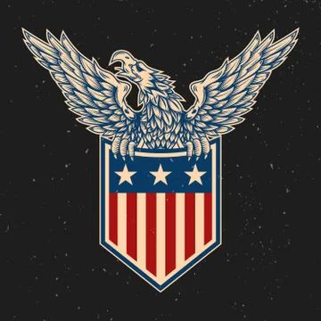 Emblems with eagles and usa flags. Design element for poster, emblem, sign, l Stock Illustration