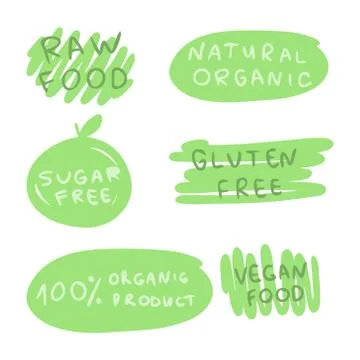 Emblems on the theme of healthy nutrition. Stock Illustration