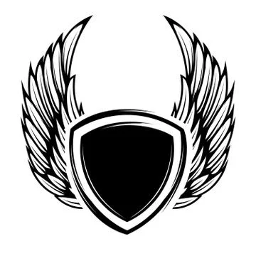 Emblems with wings. Design elements for logo, badge. Vector illu Stock Illustration