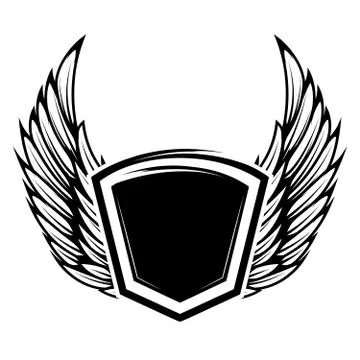 Emblems with wings. Design elements for logo, badge. Vector illu Stock Illustration