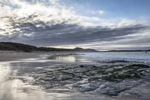Embleton beach dramatic coastline Foto stock