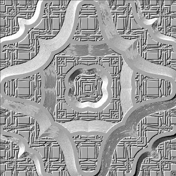 Embossed grunge 3d seamless pattern. Textured vector gray background with emb 스톡 일러스트