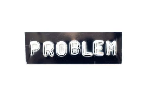 Embossed letter in word problem on black banner with white background Foto stock