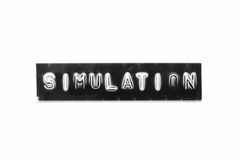 Embossed letter with word simulation in black banner on white paper backgroun Stockfoto's
