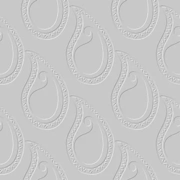 Embossed Paisley seamless pattern. Vector ornamental textured background. Lig Stock Illustration