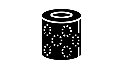 Embossed pattern toilet paper glyph icon animation Stock Footage 326142878