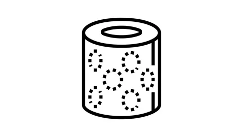 Embossed pattern toilet paper line icon animation Stock Footage 326123702