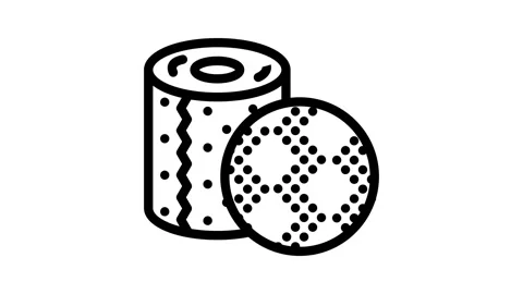 Embossed pattern toilet paper line icon animation Stock Footage 326748503