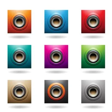 Embossed Round and Square Loudspeaker Icons Vector Illustration Stock Illustration