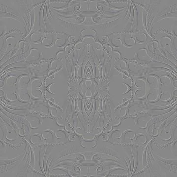 Embossed seamless pattern. Vector floral textured background. Vintage beautif 스톡 일러스트