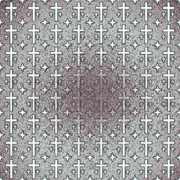 Embossing crosses on a silver foil Stock Illustration