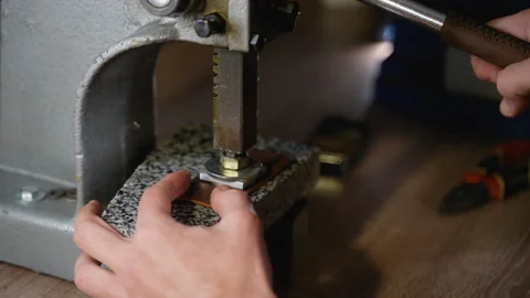 Embossing Leather: Crafting Unique Patterns with Precision Stock Footage 296238372