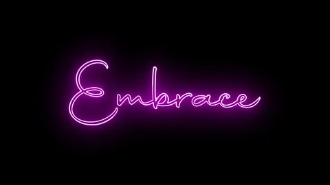 'Embrace' text animation with neon glow line. Stock Footage 282576935
