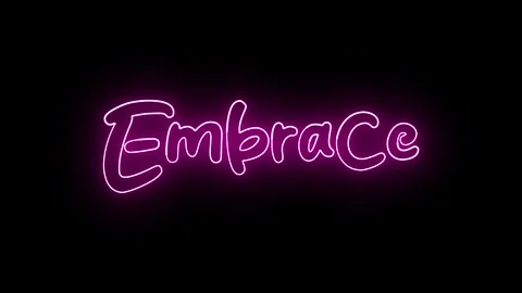 'Embrace' text animation with neon glow line. Stock Footage 282576952