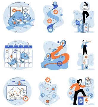 Embracing Change and Growth with Adaptability and Resilience in Various Sce.. Stock Illustration