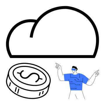 Embracing Cloud Computing and Virtual Currency in Tech Innovation Stock Illustration