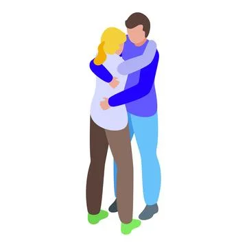 Embracing couple icon isometric vector. Street outdoor people Ilustração Stock