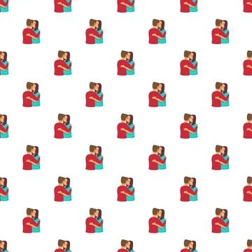 Embracing couple pattern, love and romance concept イラスト素材