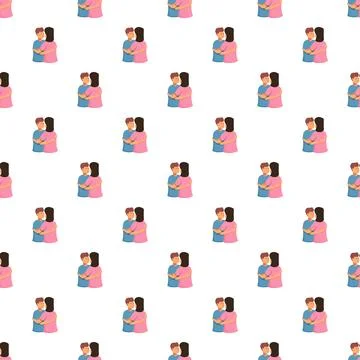 Embracing couple seamless pattern symbolizing love and relationship Stock Illustration